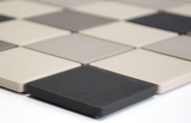 Carreau de mosaïque beige clair gris anthracite non émaillé Miroir de carrelage MOS14B-0208-R10_f