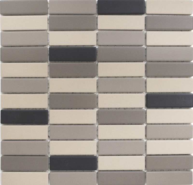 Échantillon manuel Carreau de mosaïque Céramique beige clair gris baguettes non émaillé Carreau de douche Carreau de sol MOS24B-0208-R10_m