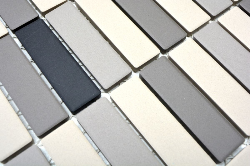 Échantillon manuel Carreau de mosaïque Céramique beige clair gris baguettes non émaillé Carreau de douche Carreau de sol MOS24B-0208-R10_m