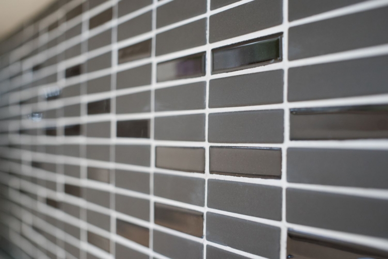 Bâtonnets Mosaïque Céramique gris brun non émaillé antidérapant verre mix receveur de douche carrelage de sol salle de bain - MOS24-1313-R10