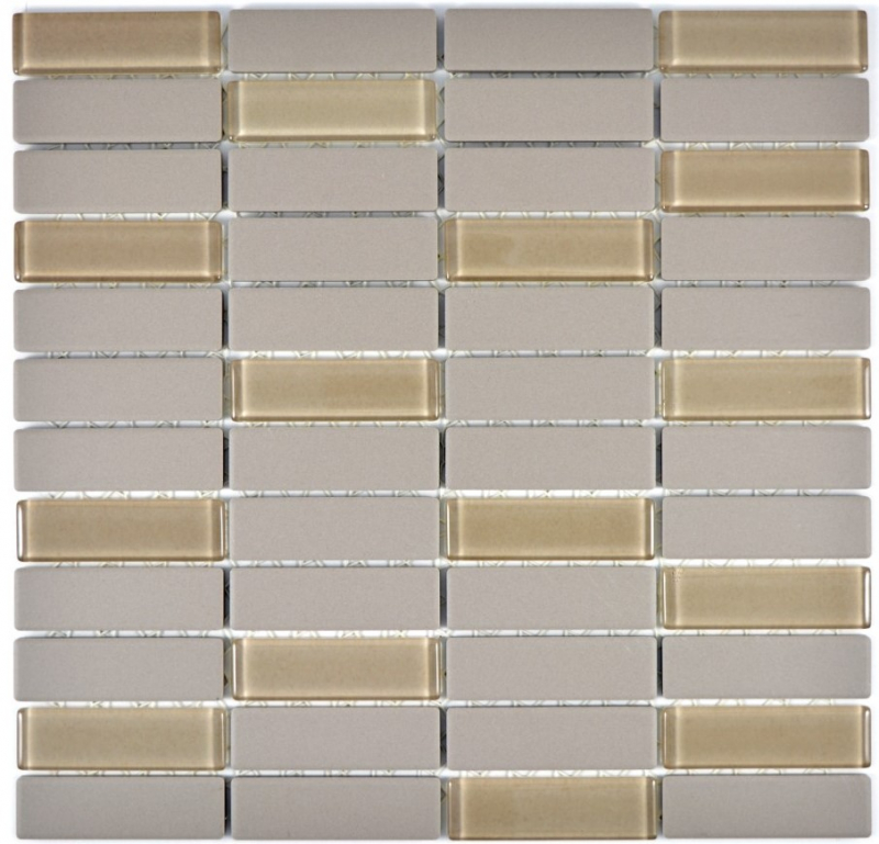 Échantillon manuel Carreau de mosaïque Céramique baguettes gris clair non émaillé Verre Receveur de douche Carreau de sol MOS24-0212-R10_m