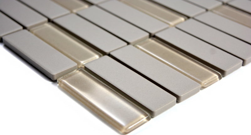 Échantillon manuel Carreau de mosaïque Céramique baguettes gris clair non émaillé Verre Receveur de douche Carreau de sol MOS24-0212-R10_m