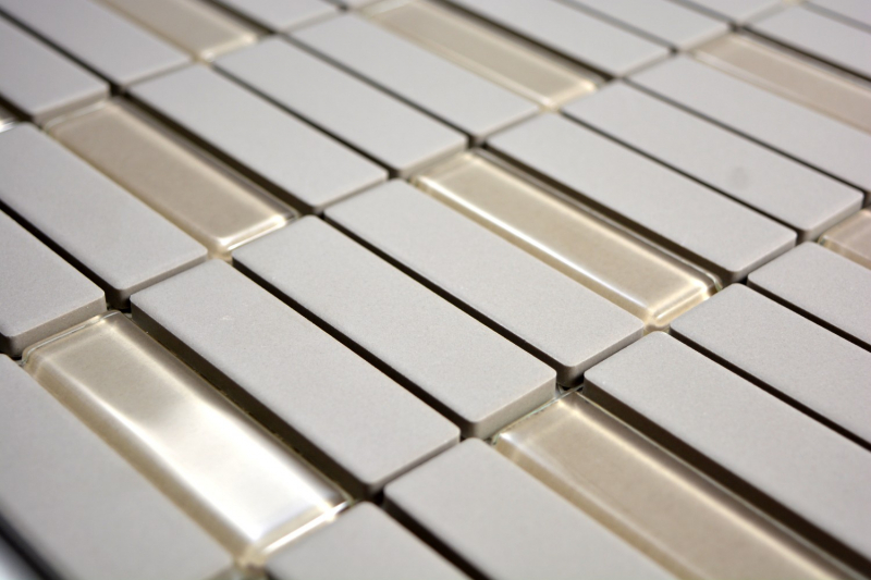Échantillon manuel Carreau de mosaïque Céramique baguettes gris clair non émaillé Verre Receveur de douche Carreau de sol MOS24-0212-R10_m