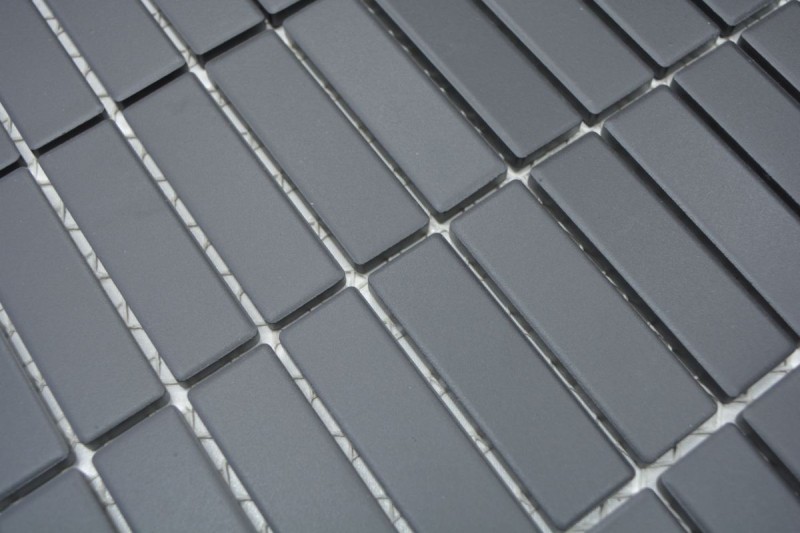 Bâtonnets Mosaïque Céramique noir anthracite non émaillé antidérapant receveur de douche carreau de sol carreau de bain mur - MOS24B-0310-R10