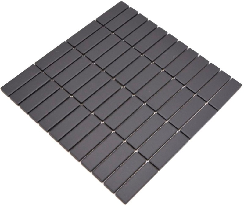 Bâtonnets Mosaïque Céramique noir anthracite non émaillé antidérapant receveur de douche carreau de sol carreau de bain mur - MOS24B-0310-R10