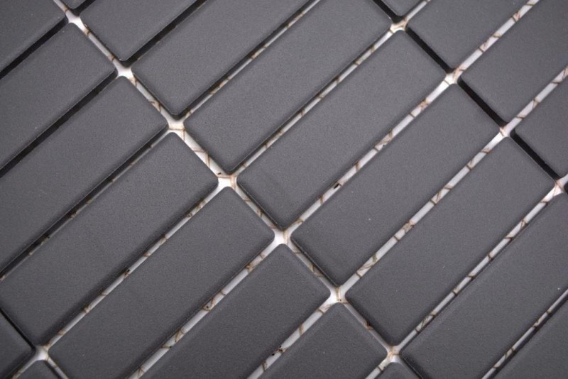 Bâtonnets Mosaïque Céramique noir anthracite non émaillé antidérapant receveur de douche carreau de sol carreau de bain mur - MOS24B-0310-R10