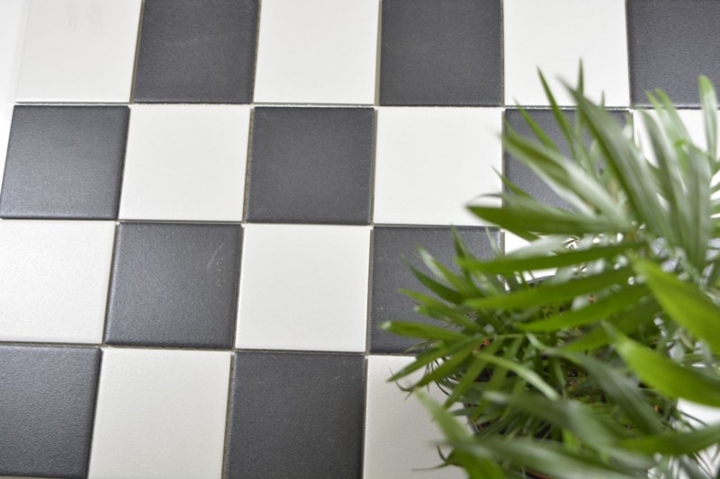 Mosaïque Carreau de mur Sol Céramique Échiquier Noir Blanc Receveur de douche INTERDIT - MOS22-0304-R10