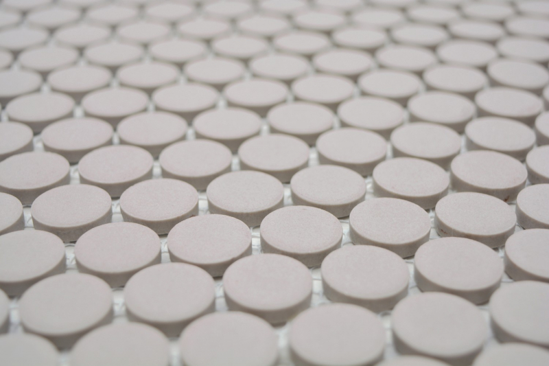 Mosaïque à boutons LOOP mosaïque ronde gris clair beige sol cuisine douche MOS10-0202-R10_f