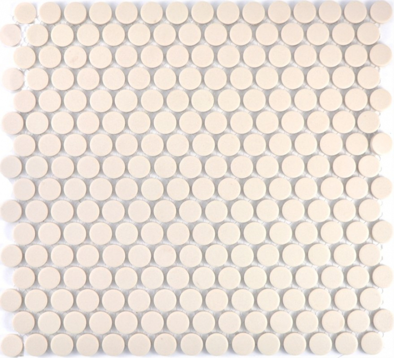 Mosaïque bouton LOOP mosaïque ronde beige clair mat non-émaillé antidérapant mur cuisine douche SALLE DE BAINS - MOS10-1202-R10