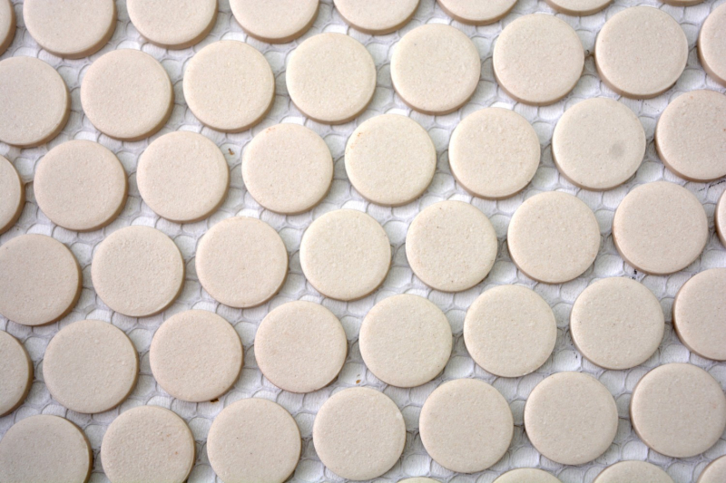Mosaïque bouton LOOP mosaïque ronde beige clair mat mur carrelage BAD MOS10-1202-R10_f