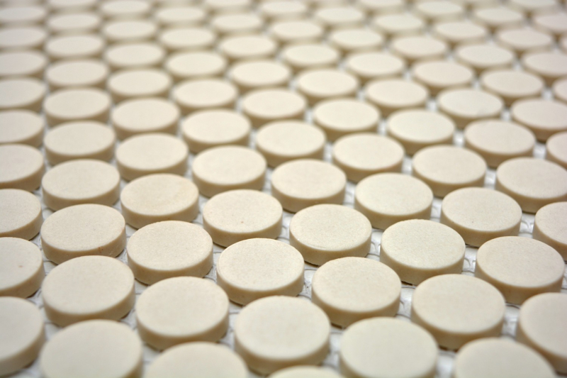 Mosaïque bouton LOOP mosaïque ronde beige clair mat mur carrelage BAD MOS10-1202-R10_f
