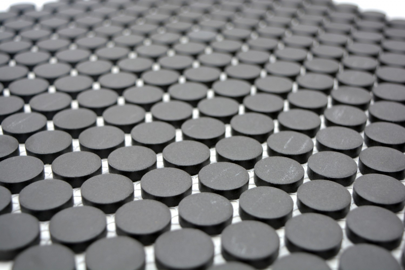 Mosaïque à boutons LOOP mosaïque ronde receveur de douche sol noir anthracite MOS10-0304-R10_f