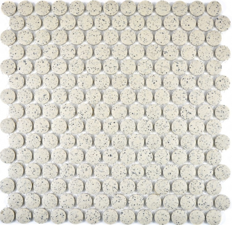 Mosaïque à boutons LOOP mosaïque ronde receveur de douche sol blanc crème spots MOS10-0103-R10_f