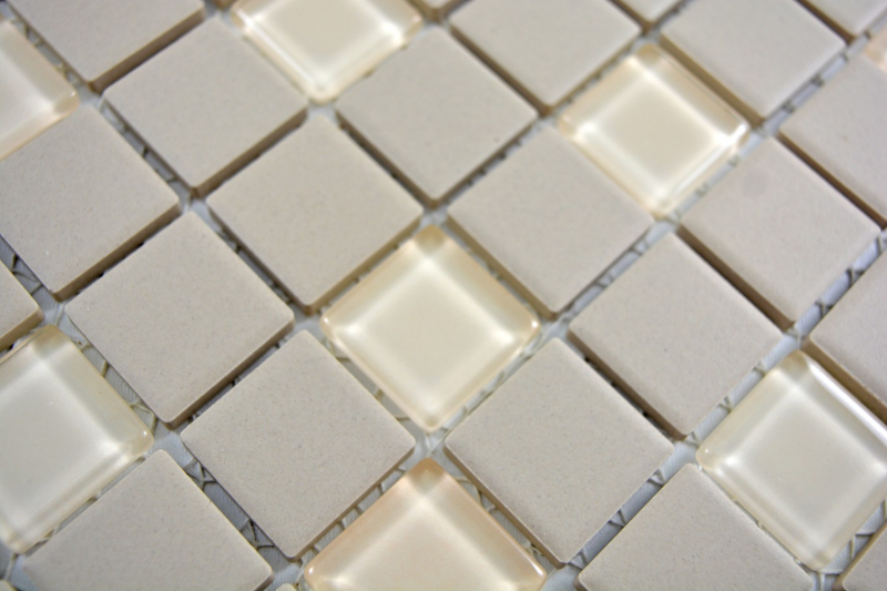 Mosaïque céramique PLAQUE DE DOUCHE TERRASSÉE beige clair non émaillé antidérapant Mosaïque de verre- MOS18-1212-R10
