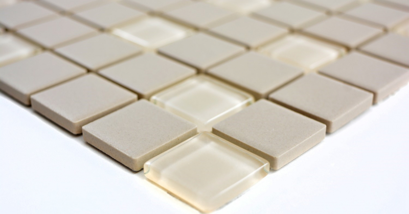 Mosaïque céramique PLAQUE DE DOUCHE TERRASSÉE beige clair non émaillé antidérapant Mosaïque de verre- MOS18-1212-R10