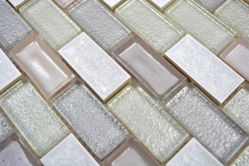 Carreau de mosaïque Céramique translucide blanc Brick Mosaïque de verre Crystal Céramique arctique blanc MOS83IC-0211_f