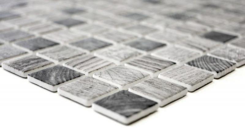 Mosaïque de verre Revêtement mural durable Structure bois recyclé gris clair Carrelage MOS63-312
