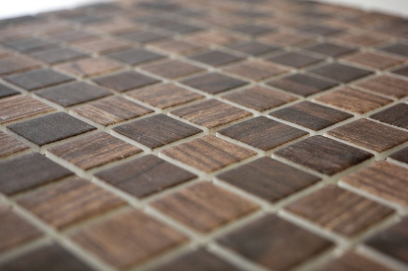 Mosaïque de verre Revêtement mural durable Structure bois recyclé brun brun foncé Carrelage MOS63-410