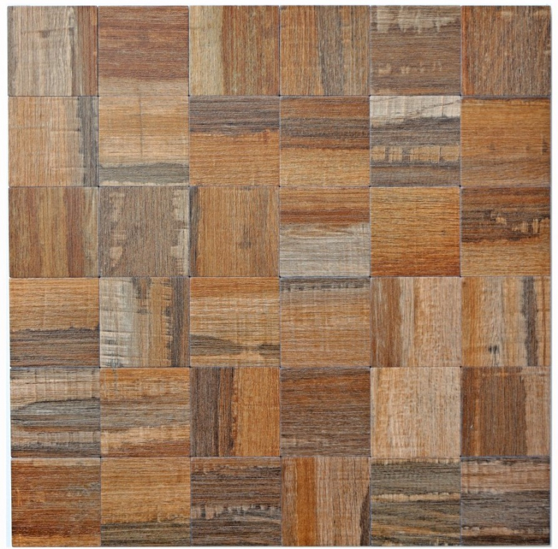 carreau mosaïque autocollant ALU brun métal imitation bois foncé carrelage MOS200-2122