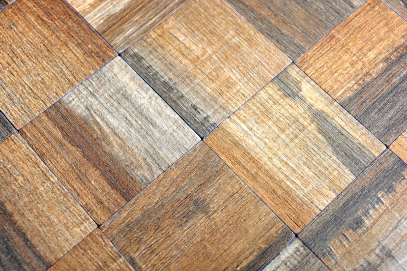 Carreaux de mosaïque fond de cuisine autocollant aluminium brun métal imitation bois foncé MOS200-2122_f
