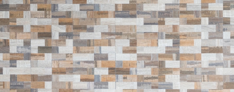 carreau mosaïque autocollant ALU gris beige métal aspect bois carrelage MOS200-2322