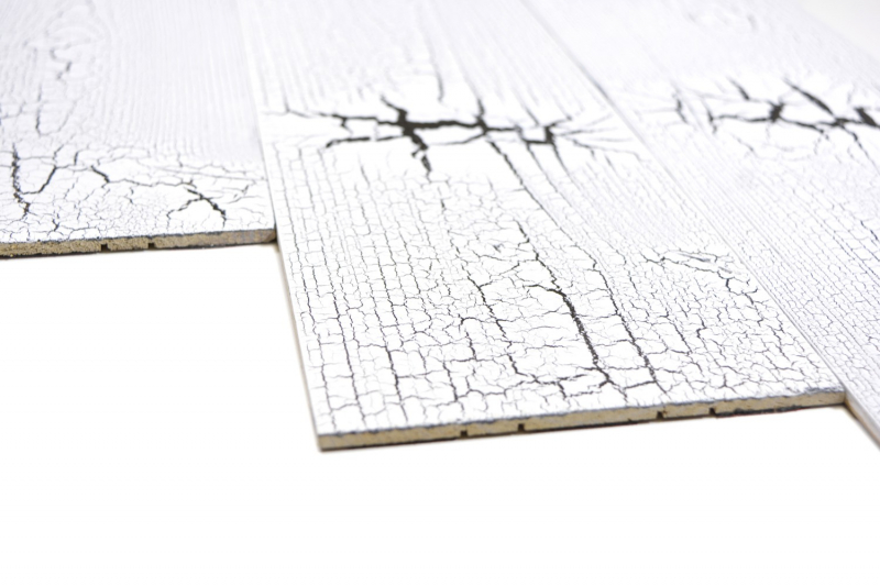 Panneaux de bois autocollants Panneau de parement mural en bois Panneau mural blanc MOS170-W005 ( 9 pièces)