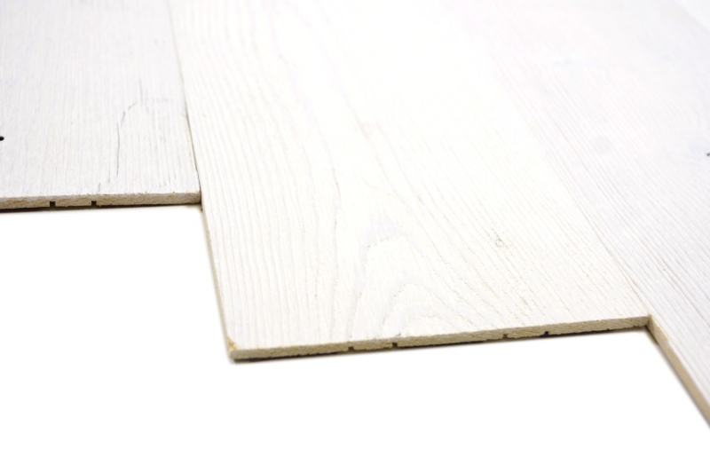 Panneaux de bois autocollants Panneau de parement mural en bois Panneau mural blanc MOS170-W010 ( 9 pièces)