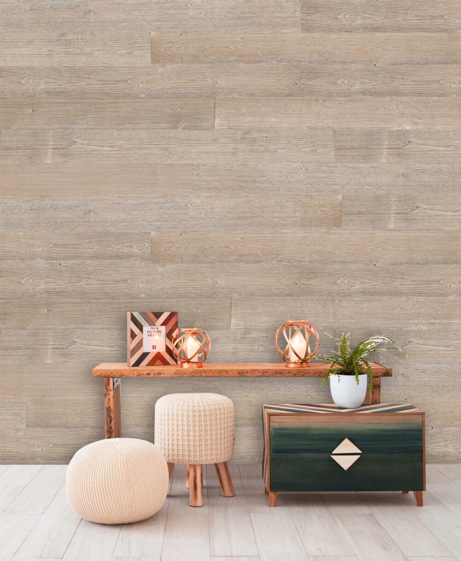 Panneaux muraux en bois autocollants Panneau mural en bois Panneau mural gris brun - MOS170-W013 ( 9 pièces)