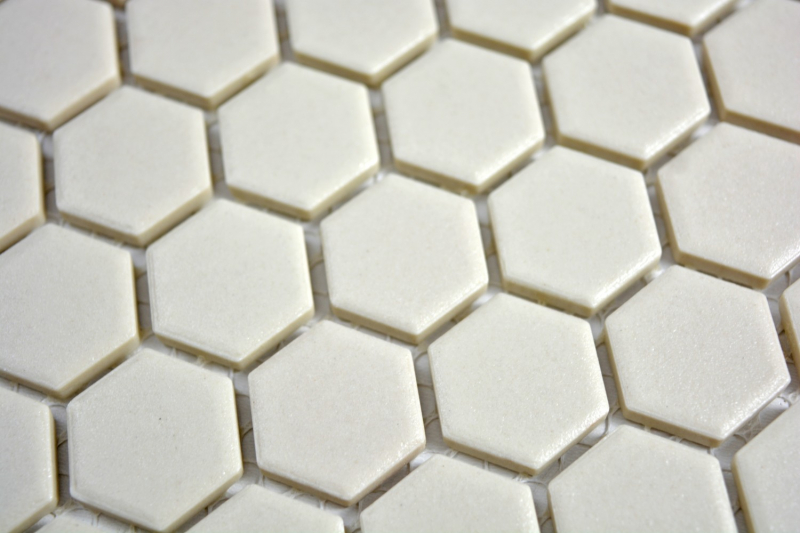 Hexagonal hexagonal carreau de mosaïque céramique mini blanc beige clair non émaillé antidérapant carreau de sol - MOS11A-1202-R10