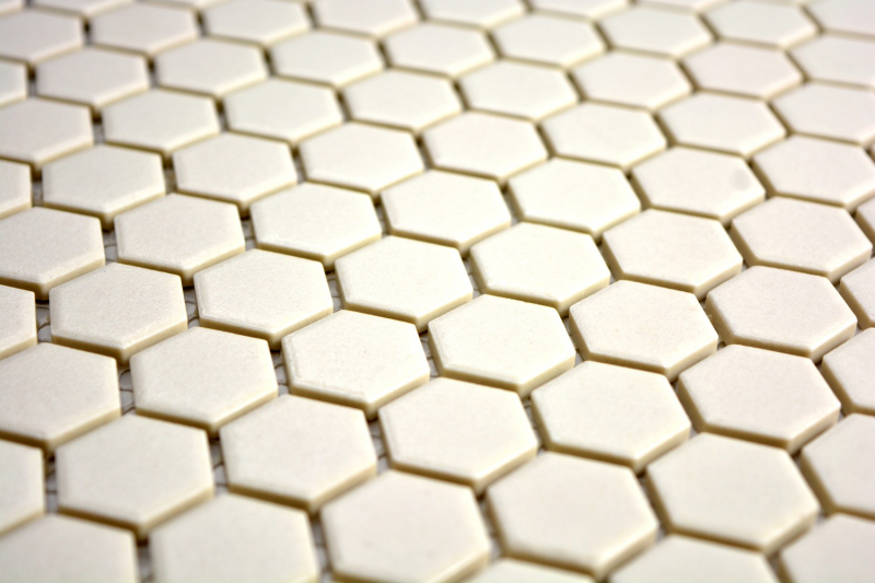 Hexagonal hexagonal carreau de mosaïque céramique mini blanc beige clair non émaillé antidérapant carreau de sol - MOS11A-1202-R10