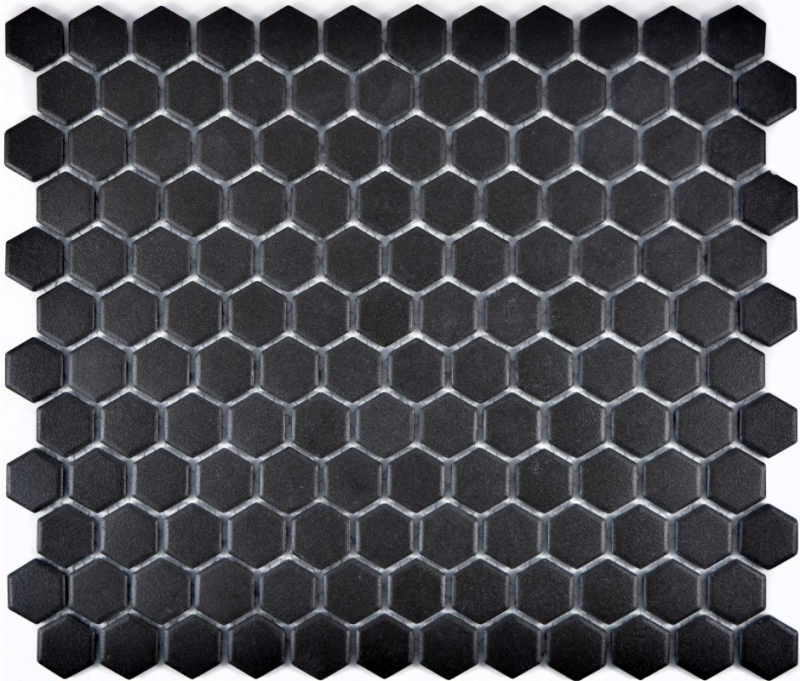 Carreau de mosaïque céramique Hexagon noir non émaillé MOS11A-0304-R10_f