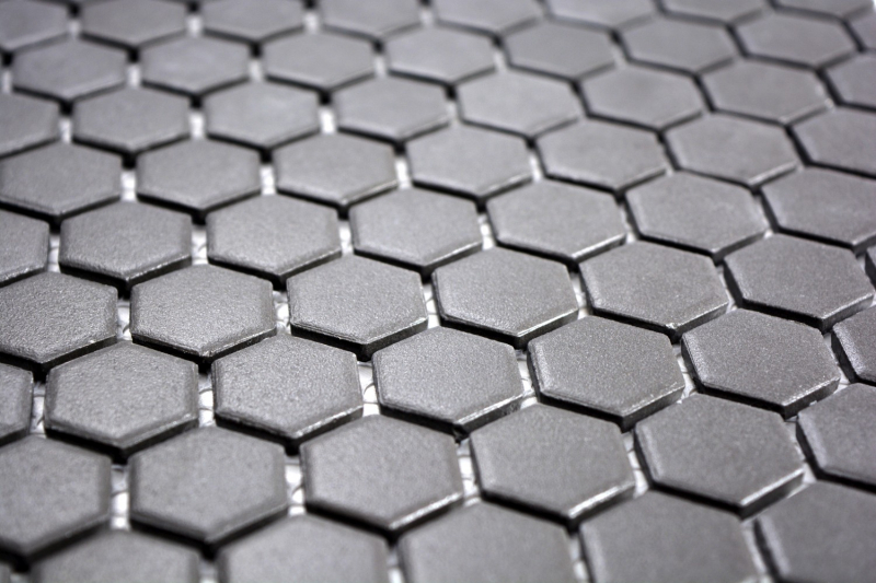Carreau de mosaïque céramique Hexagon noir non émaillé MOS11A-0304-R10_f