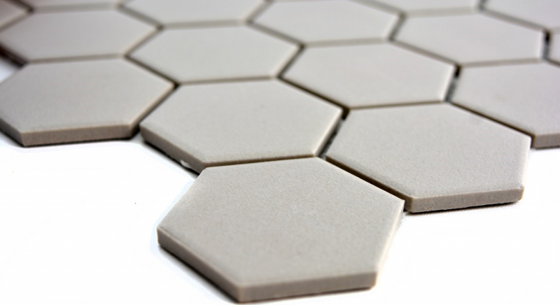 Carreau de mosaïque Céramique Hexagon gris clair non-émaillé MOS11B-0203-R10_f