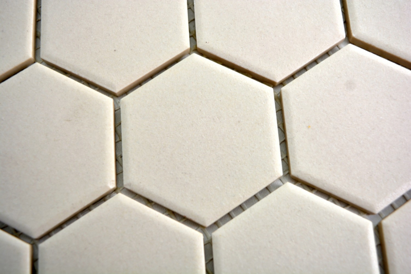 Carreau de mosaïque Céramique Hexagon beige clair non émaillé MOS11B-1202-R10_f