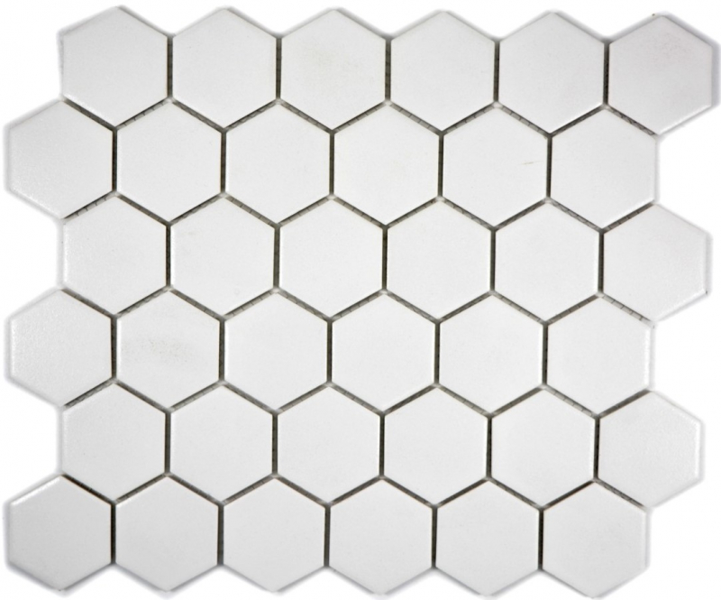 Hexagonal Hexagonal Carreau Mosaïque Céramique blanc non émaillé antidérapant Carreau de sol Carreau de piscine Bac à douche - MOS11B-0102-R10