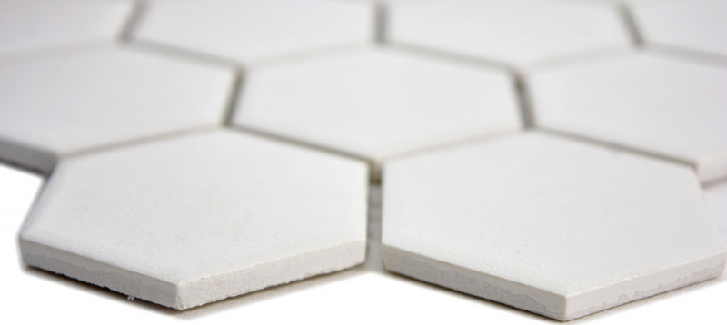 Hexagonal Hexagonal Carreau Mosaïque Céramique blanc non émaillé antidérapant Carreau de sol Carreau de piscine Bac à douche - MOS11B-0102-R10