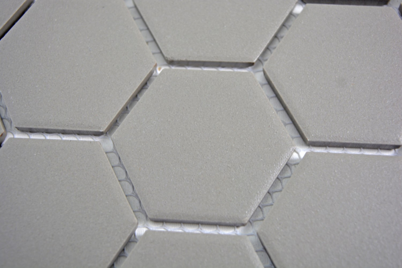 Carreau de mosaïque Céramique Hexagon gris non émaillé MOS11B-0202-R10_f