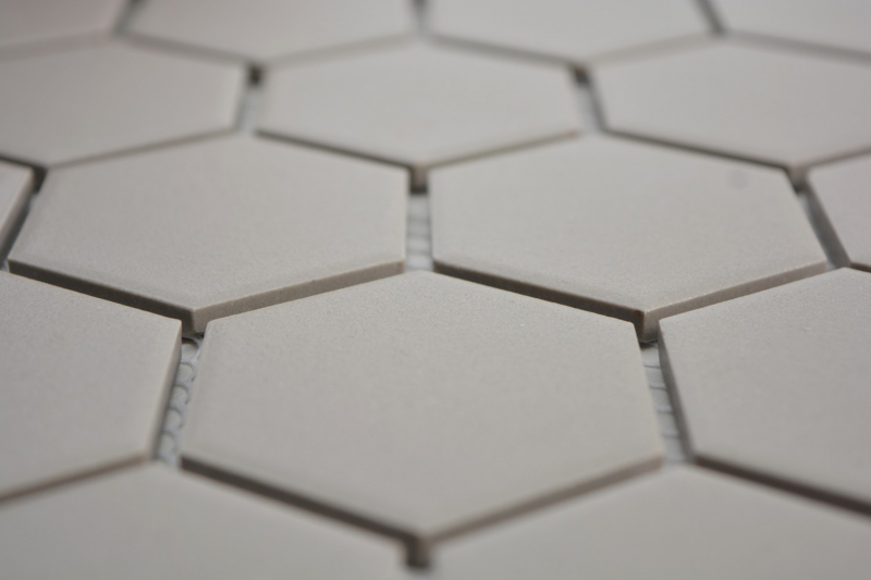 Carreau de mosaïque Céramique Hexagon gris non émaillé MOS11B-0202-R10_f