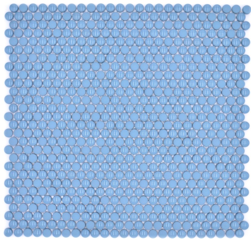 Mosaïque bouton Loop mosaïque ronde bleu brillant mat mur carrelage cuisine salle de bain MOS140-0411