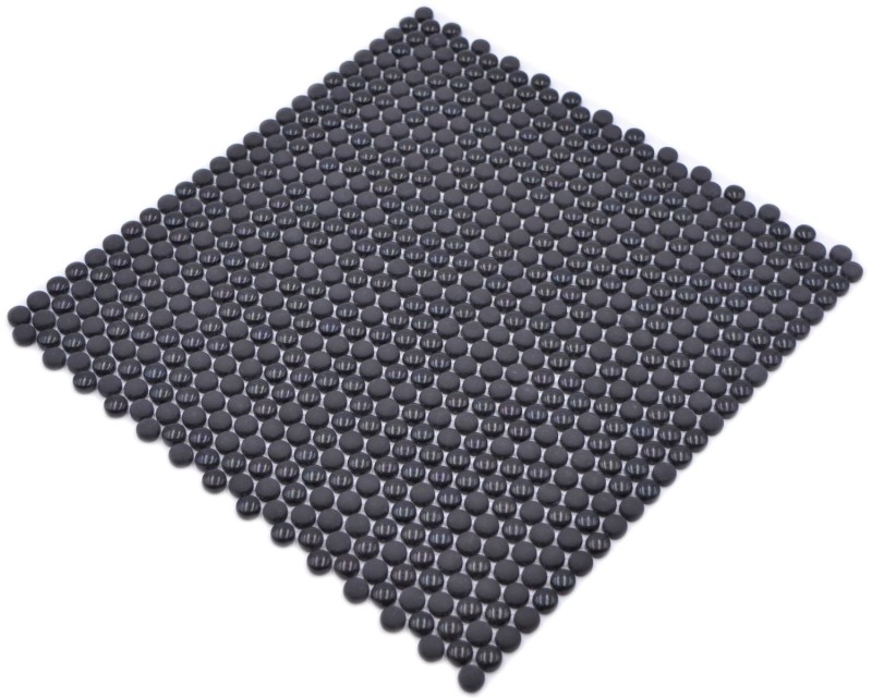 Mosaïque de verre Mosaïque de boutons noir brillant mat Sol de douche Paroi de bain Revêtement de baignoire