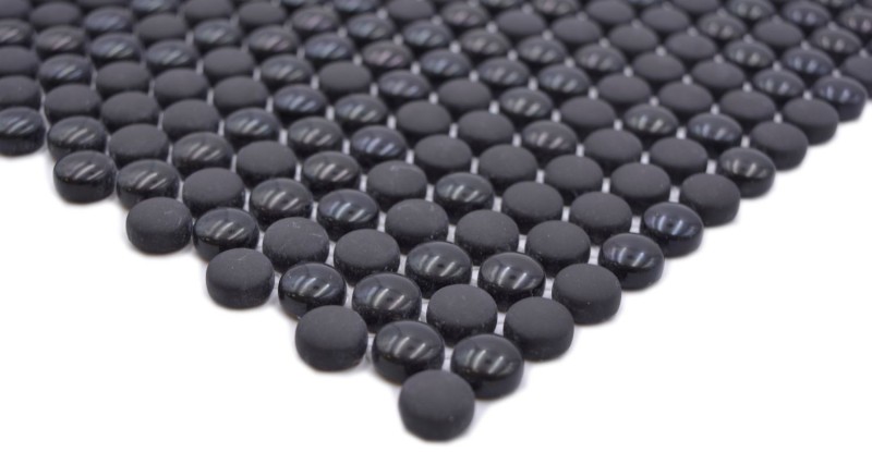 Mosaïque de verre Mosaïque de boutons noir brillant mat Sol de douche Paroi de bain Revêtement de baignoire