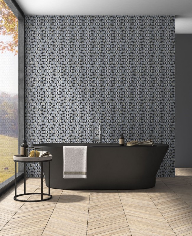 Mosaïque bouton Loop mosaïque ronde bleue anthracite mosaïque murale carrelage cuisine salle de bain MOS129-R05
