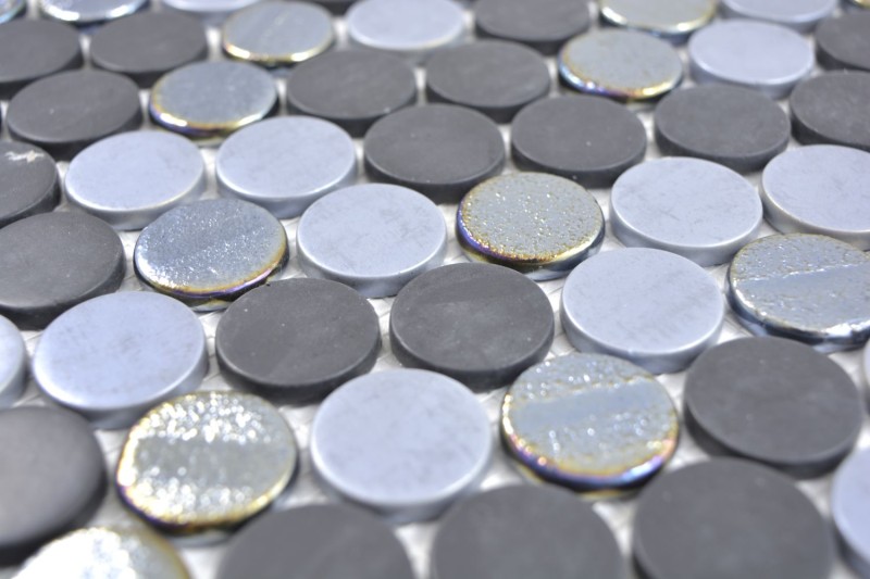 Mosaïque bouton Loop mosaïque ronde bleue anthracite mosaïque murale carrelage cuisine salle de bain MOS129-R05