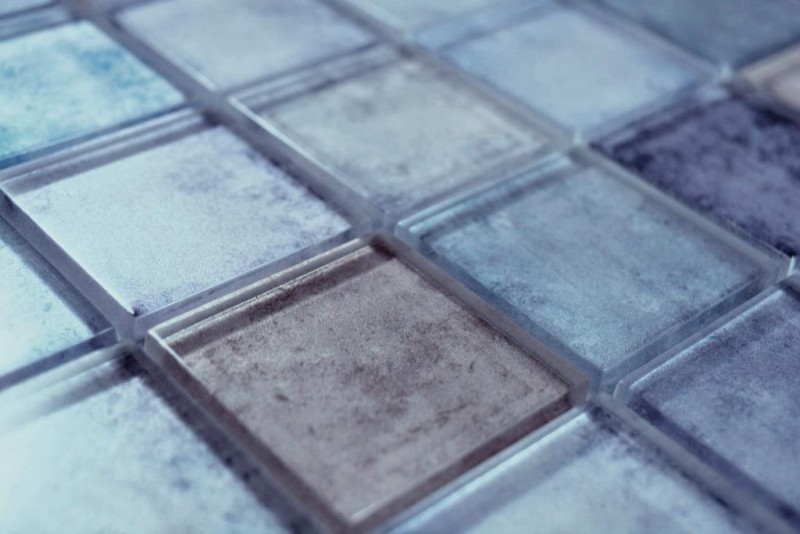 Mosaïque de verre Carreaux de mosaïque pastel bleu violet cream changeant mur carrelage cuisine salle de bain