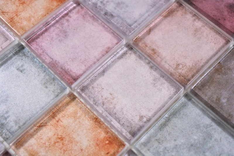 Mosaïque de verre Carreaux de mosaïque rose brun lilas mur carrelage cuisine salle de bain - MOS88-0412