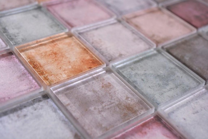 Mosaïque de verre Carreaux de mosaïque rose brun lilas mur carrelage cuisine salle de bain - MOS88-0412