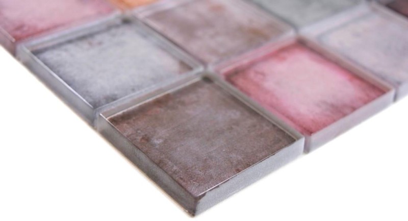 Mosaïque de verre Carreaux de mosaïque rose brun lilas mur carrelage cuisine salle de bain - MOS88-0412