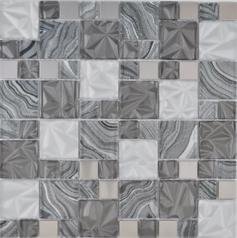 Mosaïque de verre Carreaux de mosaïque acier gris anthracite noir mur carrelage cuisine salle de bain