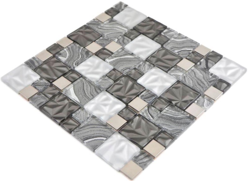 Mosaïque de verre Carreaux de mosaïque acier gris anthracite noir mur carrelage cuisine salle de bain