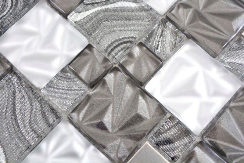 Mosaïque de verre Carreaux de mosaïque acier gris anthracite noir mur carrelage cuisine salle de bain